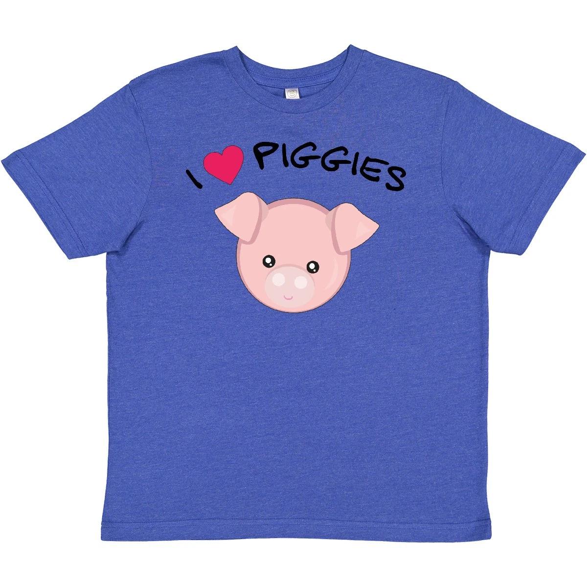 

Inktastic I Love Piggies With Cute Pig Youth T-Shirt Farm Animals Pigs Fun Heart 120