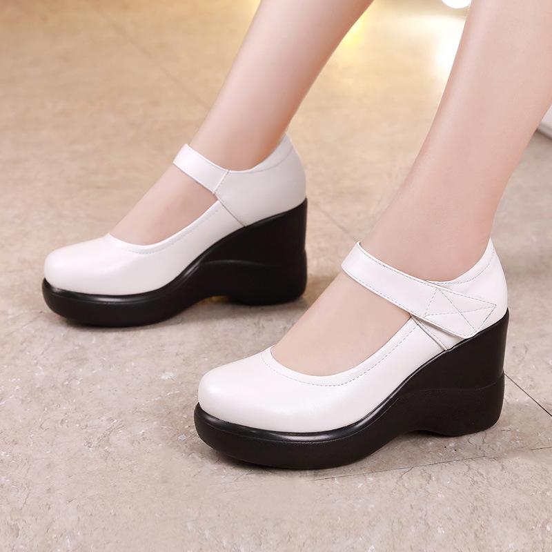 Fashion Size 32-43 Women's Shoes Platform Wedge 2024 New Women's Spring Shoes High Heel Fashion Mid-aged Shallow Mouth Mother Shoes