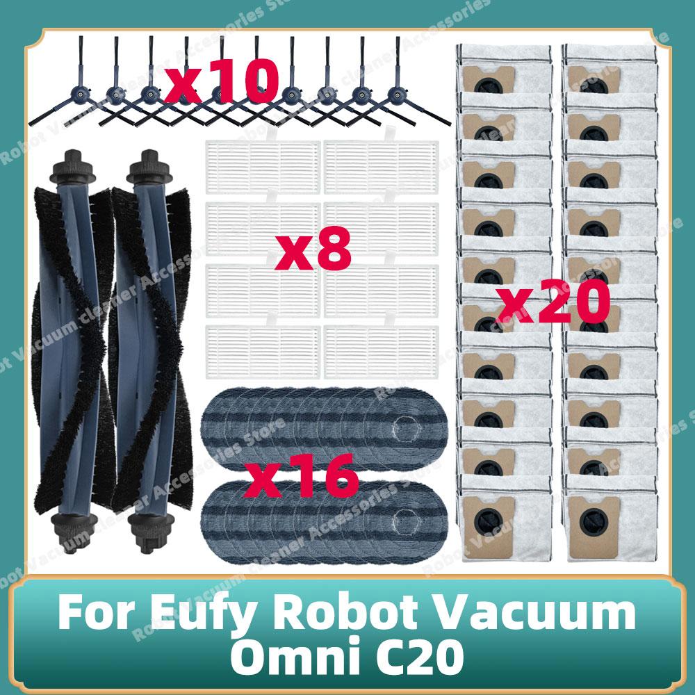 Kompatibel für Eufy Omni C20 Teile Haupt- Seitenbürste Hepa-Filter Mopptuch Staubbeutel Ersatz Zubehör