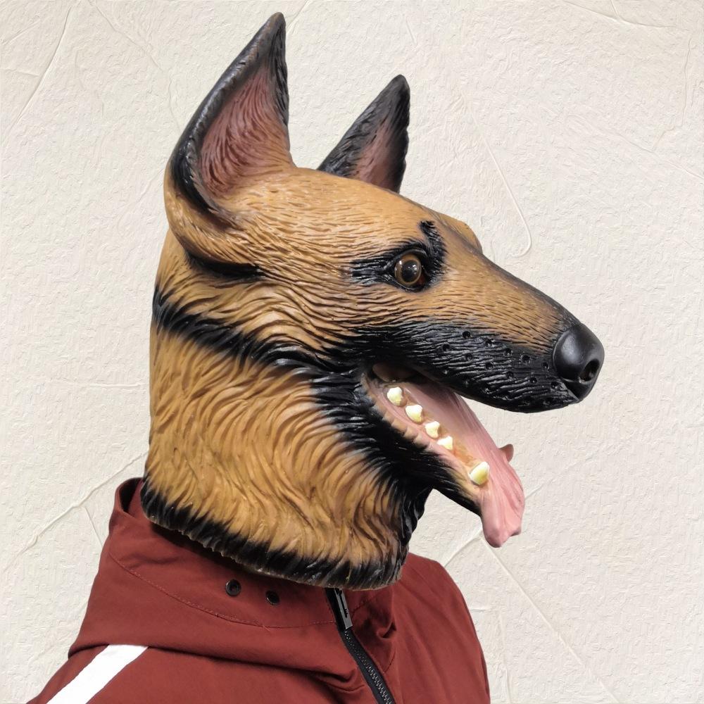 Halloween Horror Mask Party Latex Headgear Animal Roaring Dog Costume Carnival Party Shepherd Dog Prop