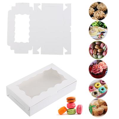 30 Pieces Kraft Bakery Box with Clear Window Bakery Candy Box Pastry Box for Pastry Biscuit Macaron Pie Candy Donuts