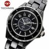 TECHNOS Solar TE9002TB TECHNOS Watch, Ceramic, Black, Men's