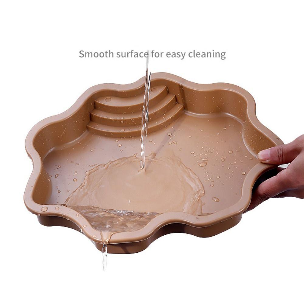 Flower Shape Ramp Turtle Bathtub Plastic Turtle Feeding Dish  For Geckos Turtles Lizards