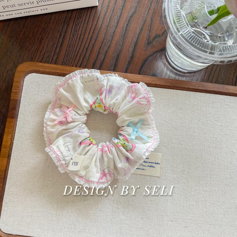 

Korean Style Cat Letter Scrunchie Sky Design Bow Hair Tie For Women