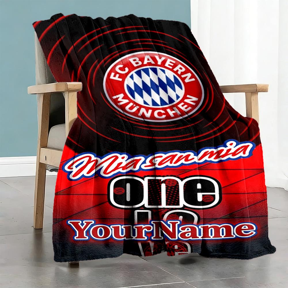 Bayern Munich Personalized Text Blanket Gift Personalized Blanket Soft Warm Cozy Suitable for Couch Living Room Livingroom Nap Four Seasons Universal