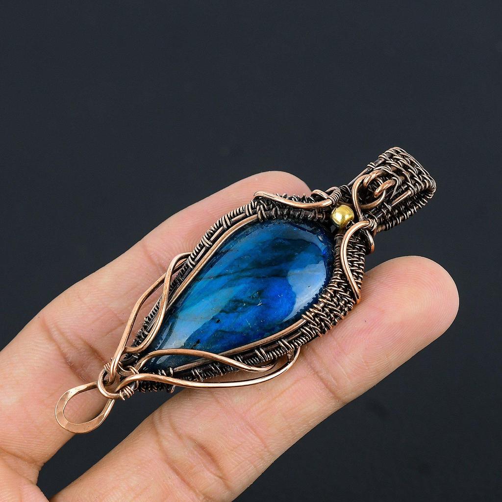 Neon Flash Labradorite 999 Copper Wire Wrapped  Pendant Handmade Gemstone Jewelry, Gifts For Wife Brand New Jewelry Pendant