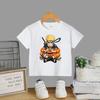 Maglietta 100% Cotone Naruto Uzumaki in Posa Seduta per Bambini, Maglietta a Maniche Corte Grafica Anime per Ragazzi e Ragazze, Top Bianco Casual con Disegno Animato per Bambini