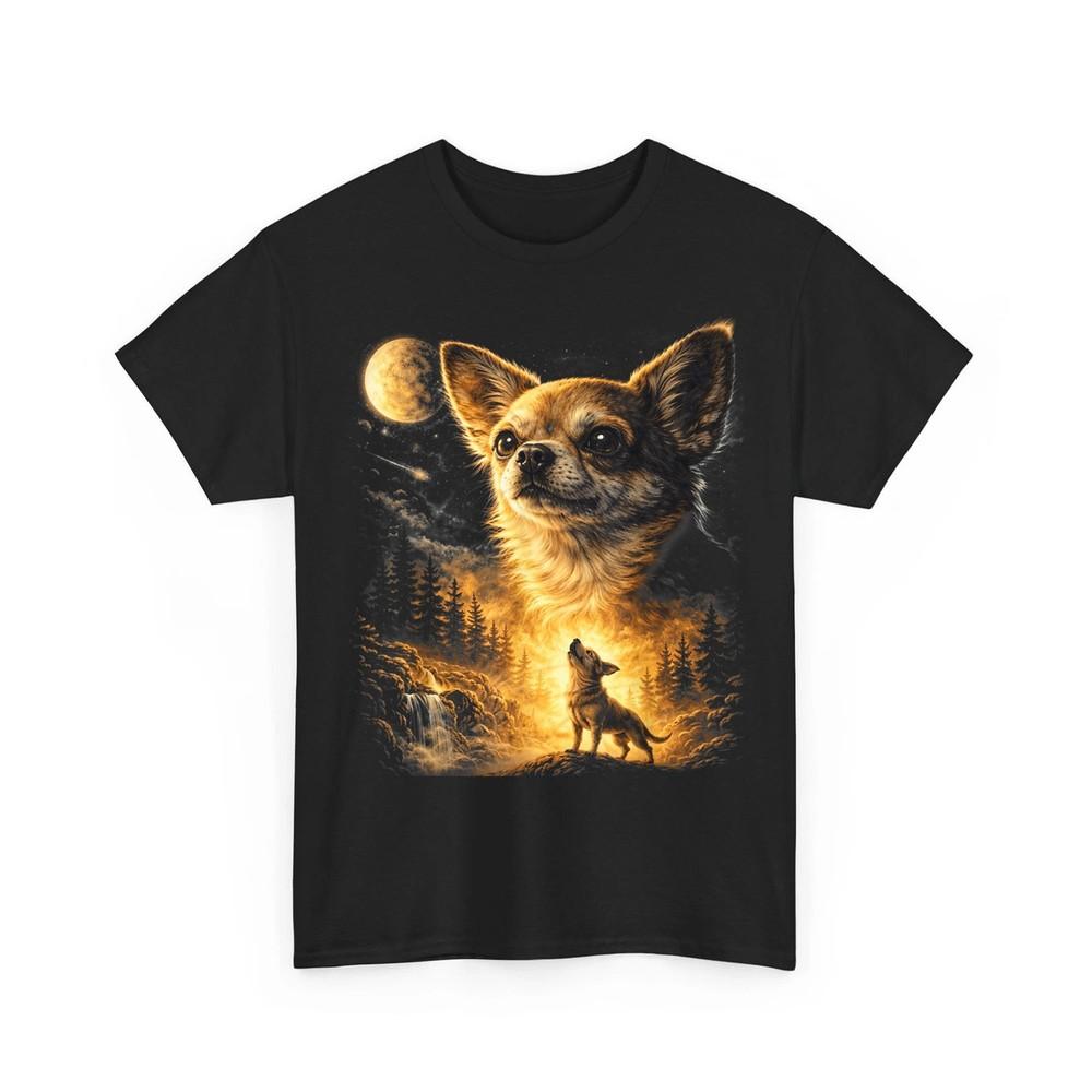 

Chihuahua Howling to The Moon Parody Night Art Funny Chihuahua Design TShirt Unisex T-Shirt L
