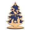Christmas Tree Table Sign Decoration Farmhouse Rustic Jesus Nativity Wooden Ornament with Base Home Office Bookshelf Desktop Decor