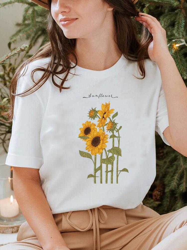 Pflanzenstil Trend Niedlich 90er Jahre T-Shirt Oberteil T-Shirt Kurzarm Sommerkleidung Druck Rundhals Mode Damenbekleidung Grafik-T-Shirt