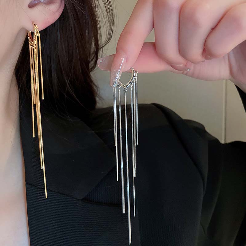 Pendientes Largos con Cadena y Borla de Plata 925 Moda Coreana para Mujer Pendiente Metálico Joyería Pendientes Colgantes de Mujer de Moda