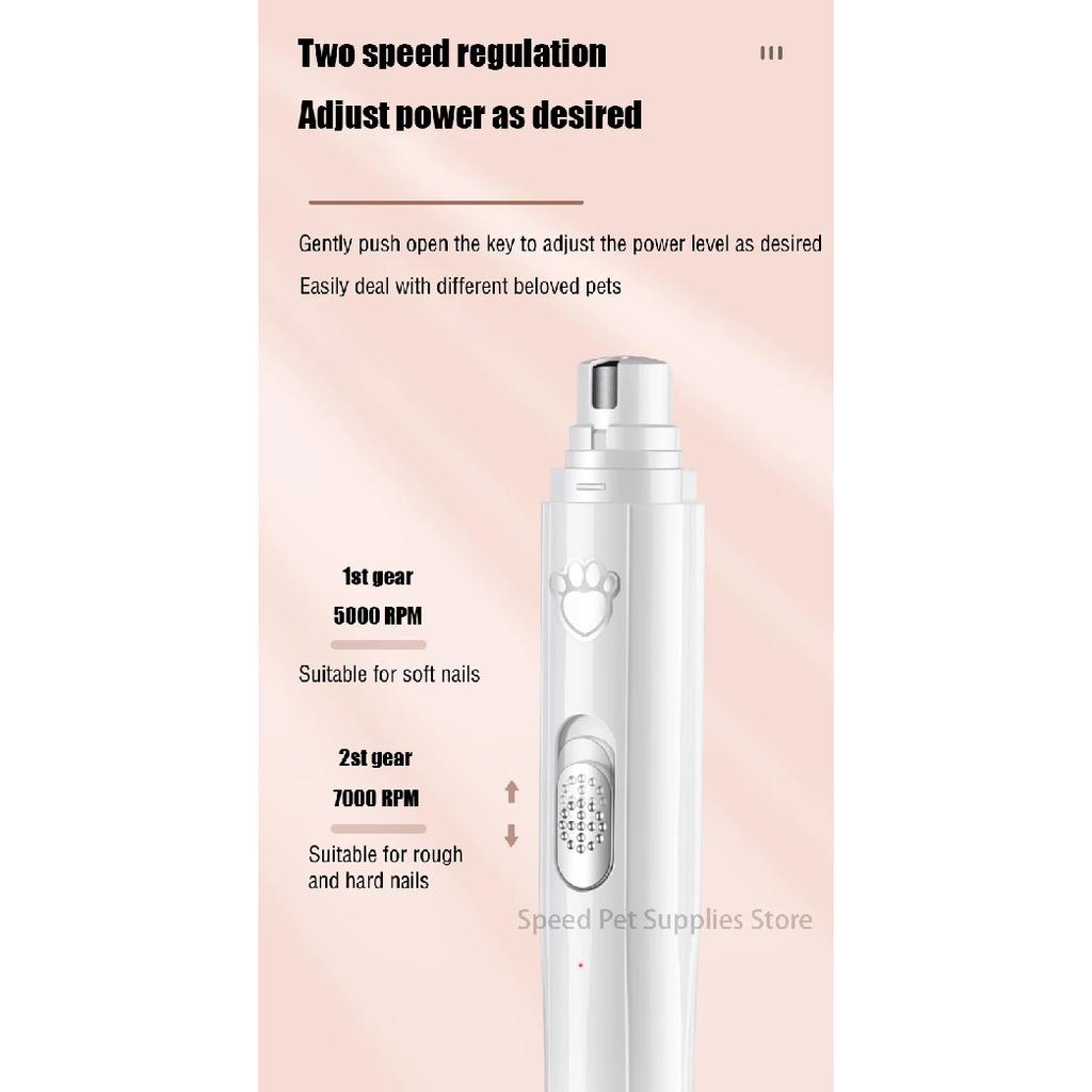 Electric Dog Nail Grinder Pet Nail Clipper USB Rechargeable Pet Nail Trimmers Painless with Polisher Wheel for Small/Large Pets