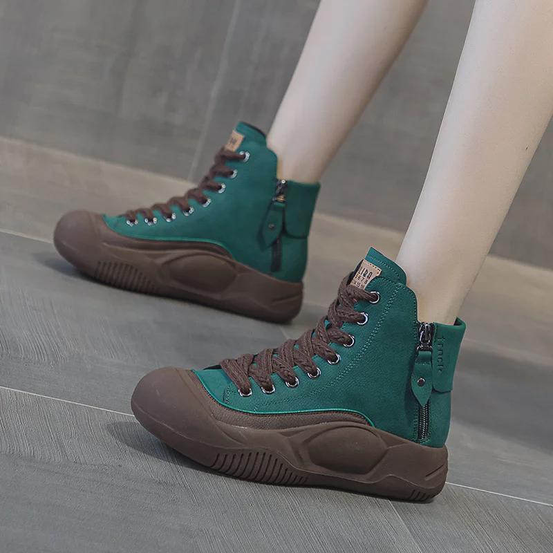 Sneakers groși ușori pentru femei cu inspirație retro 2025 - Încălțăminte casual la modă care adaugă înălțime pentru toamnă