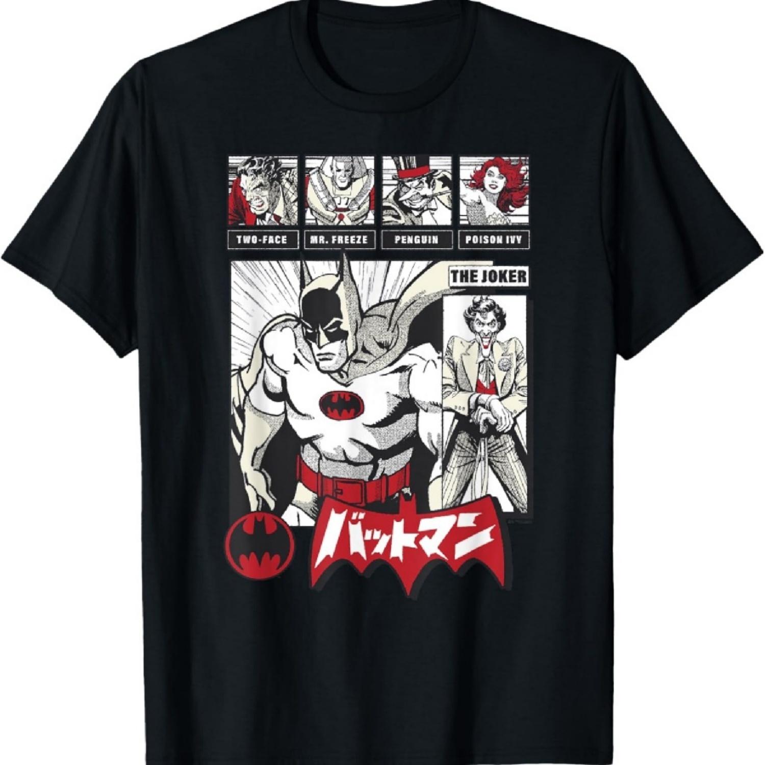 Футболка с японской винтажной комикс-панелью с групповым кадром Бэтмена из DC Comics S