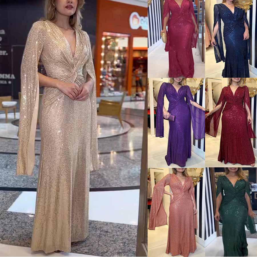 GA23108 European & American Sequin Party Dress - Casual, Loose, Sexy Fit