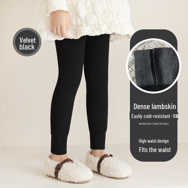 Mädchen Samt Verdickte Winter Leggings mit weißen Baumwoll-Vertikalstreifen