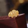 Glittering Rhinestone Accent Ring Sand Gold Gold Plated Ring Floral Adjustable Ring  Birthday Gift