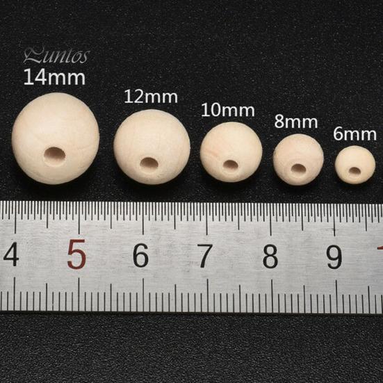 100Pcs 6/8/10/12/14mm Wooden Loose Beads for DIY Jewelry Earring Bracelet Craft