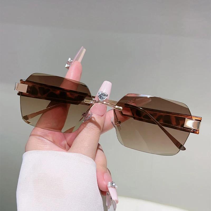 Polygon Sunglasses Men Vintage New Fashion Rimless Outdoor Decor Shades Women Trendy Brand Designer Stylish Sun Glasses