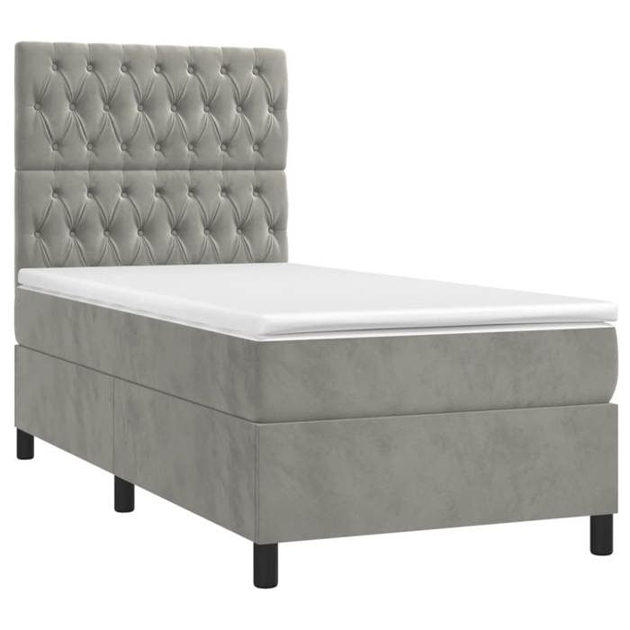 VidaXL Slat Bed Base with Mattress and LEDs, Upholstered Bed, Single Bed, Adult Bed for Interior Bedroom, 3136281