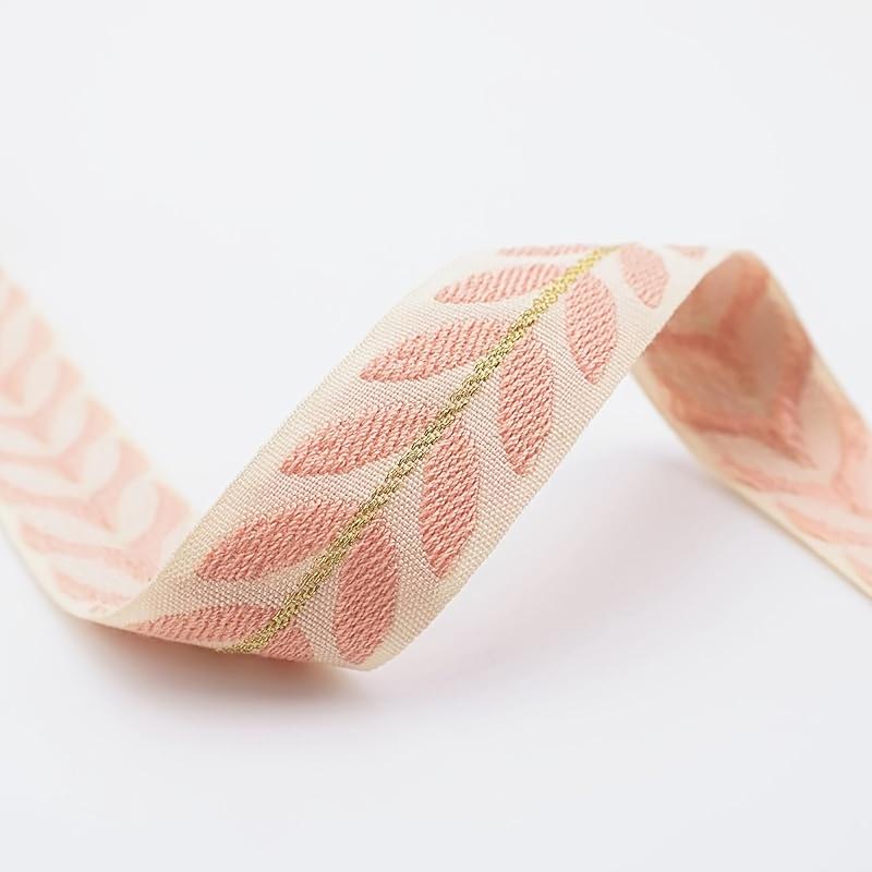 Embroidered Leaf Embroidered Trim Ribbon Satin - Multi-Color Options Decorative Ribbon Fabric 0.91 Meter Pack for DIY Sewing Craft