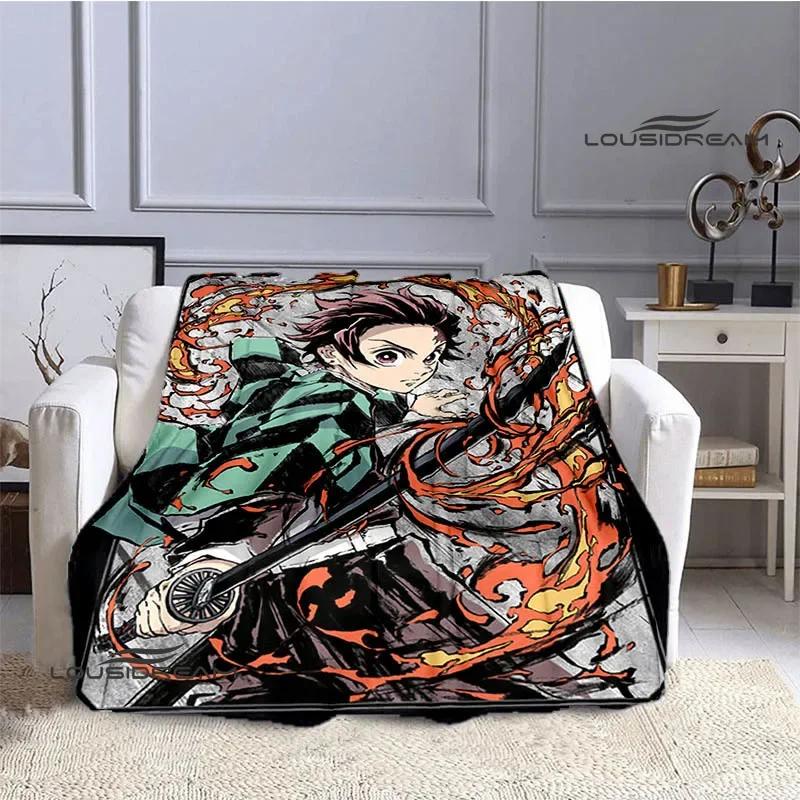 Demon Slayer Cartoon Deka s potiskem Dětské Teplé deky Flanel Měkká a pohodlná podšívka do postele Dárek k narozeninám