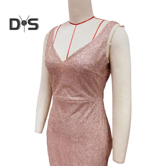 Dámské večerní šaty Hluboký lem s výstřihem do V Flitr Úzký rybí lem Zadní díl Zapínání na zip Bez rukávů Plesové Koktejlové Společenské šaty Plesové šaty v délce po zem