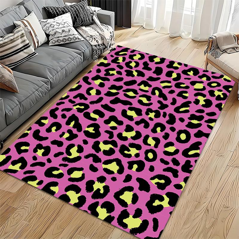 Leopard Print Pink Carpet suitable as a non-slip mat for the living room or bedroom sofa