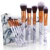 10pcs Marble Texture Makeup Brush Set Foundation Concealer Powder Eyeshadow Eyebrow Blusher Brush Cosmetic Brush Kit for Women Makeup Tools