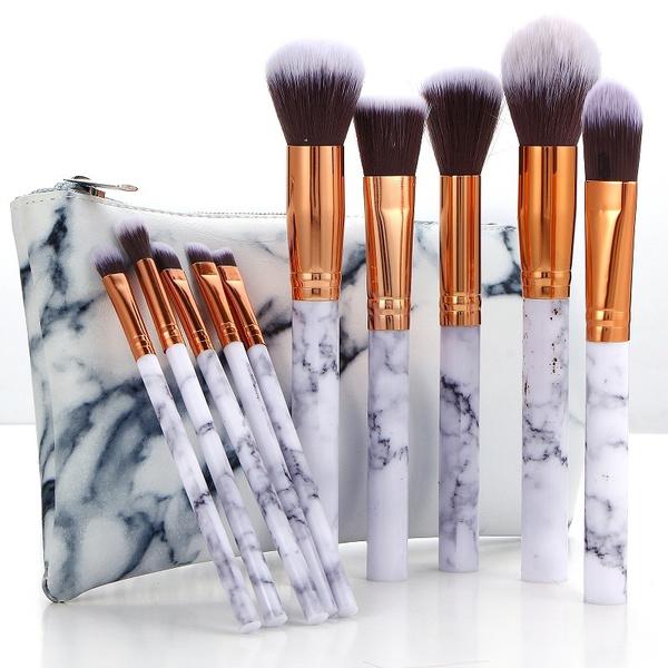 

10pcs Marble Texture Makeup Brush Set Foundation Concealer Powder Eyeshadow Eyebrow Blusher Brush Cosmetic Brush Kit for Women Makeup Tools 10pcs