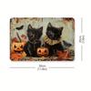 Vintage Black Cat Pumpkin Tin Sign, Halloween Scary Metal Poster Wall Decor
