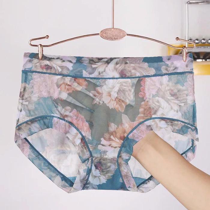 Spitzenhöschen mit mittlerer Taille: Sexy, leichte, atmungsaktive, bedruckte Bauch- und Hüftlifting-Unterwäsche für Damen