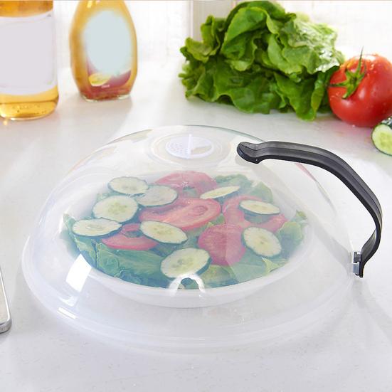Microwave Splash Proof Cover for Food 10.24 Inch Clear Microwave Lid with Handle Fits Standard Dinner Plates And Bowls BPA-Free Dishwasher Safe