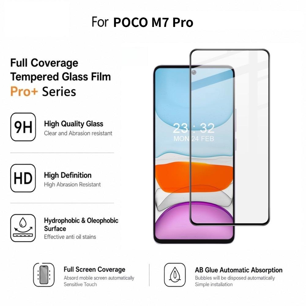 For POCO M7 Pro 5G Film IMAK Pro+ Full Coverage Tempered Glass
