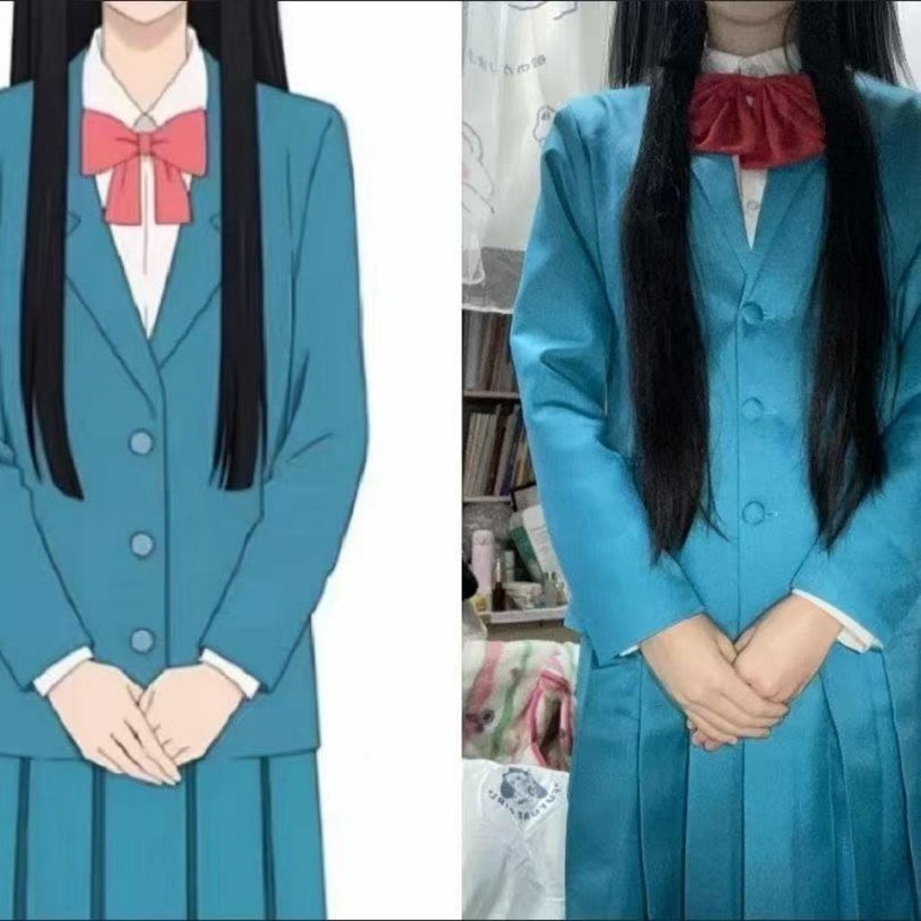 Anime Kimi Ni Todoke From Me To You Sawako Kuronuma Cosplay Costume Full Set, JK School Uniform Blazer Skirt Shirt Bow
