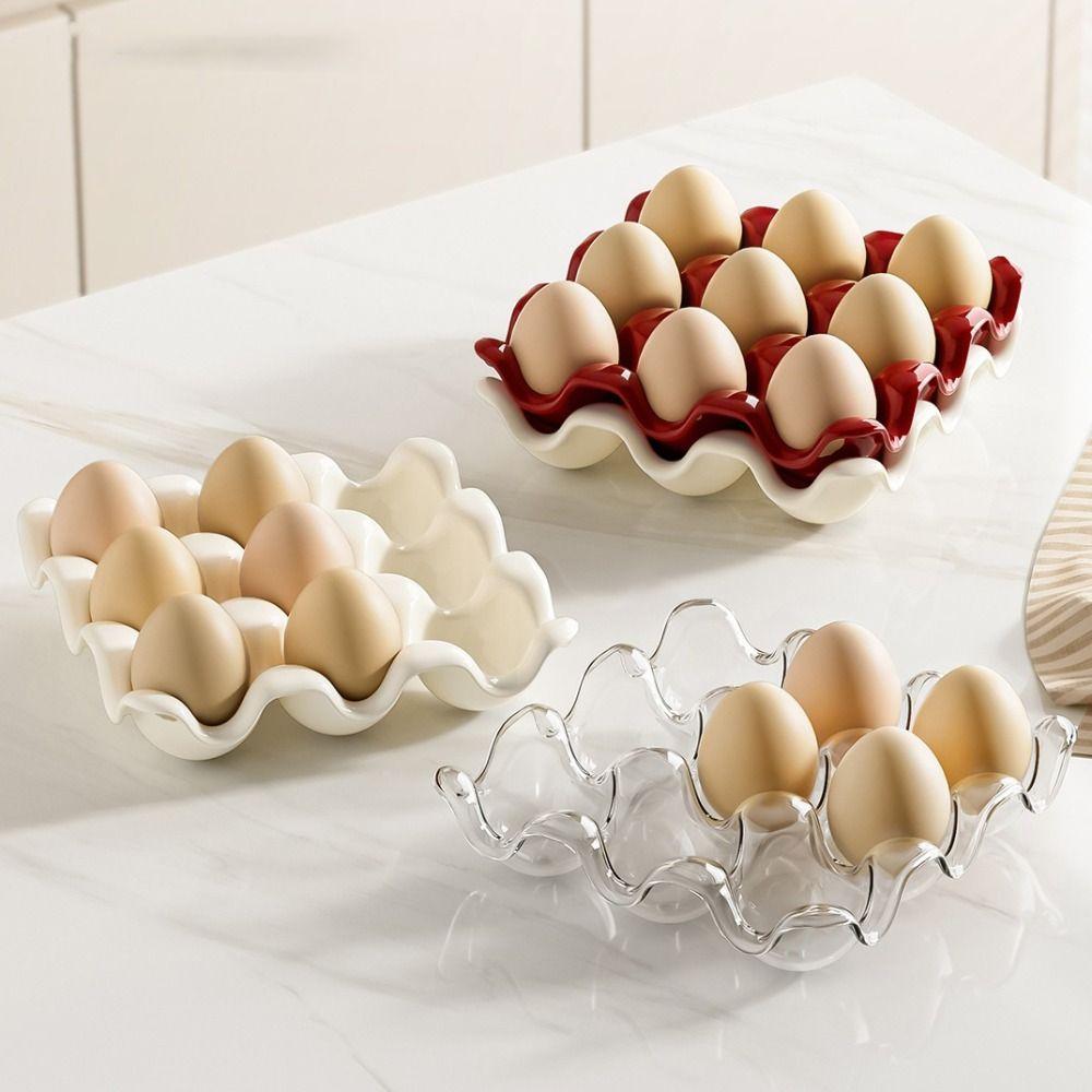 Divided Compartments Egg Organizer PET Eggs Fresh Storage Box  Kitchen Countertop
