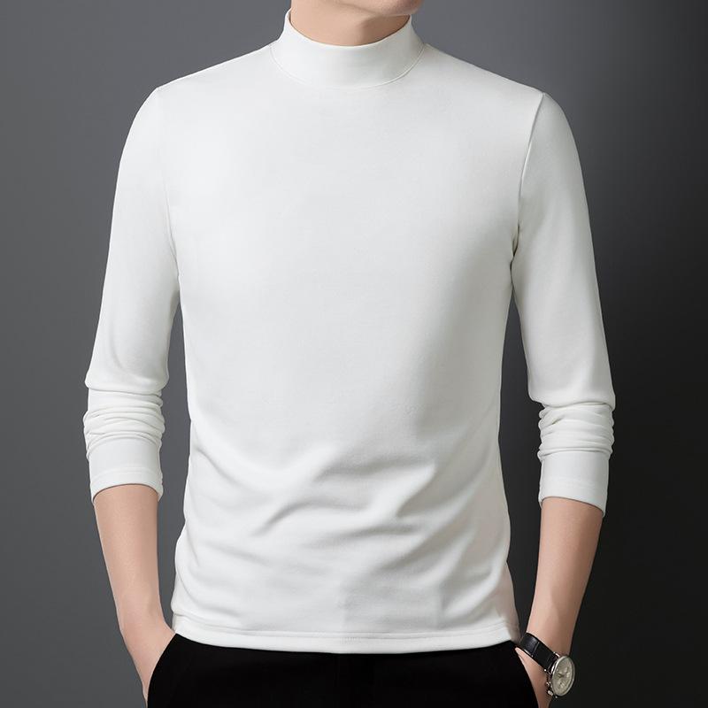 2025 Men's Base Layer Shirt: Silk Wool, German Velvet, Half-High Collar, Thickened Sweatshirt