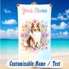 Dog Theme Beach Towel Personalized Custom Name & Text Soft Quick Dry Beach Towel for Swimming Travel