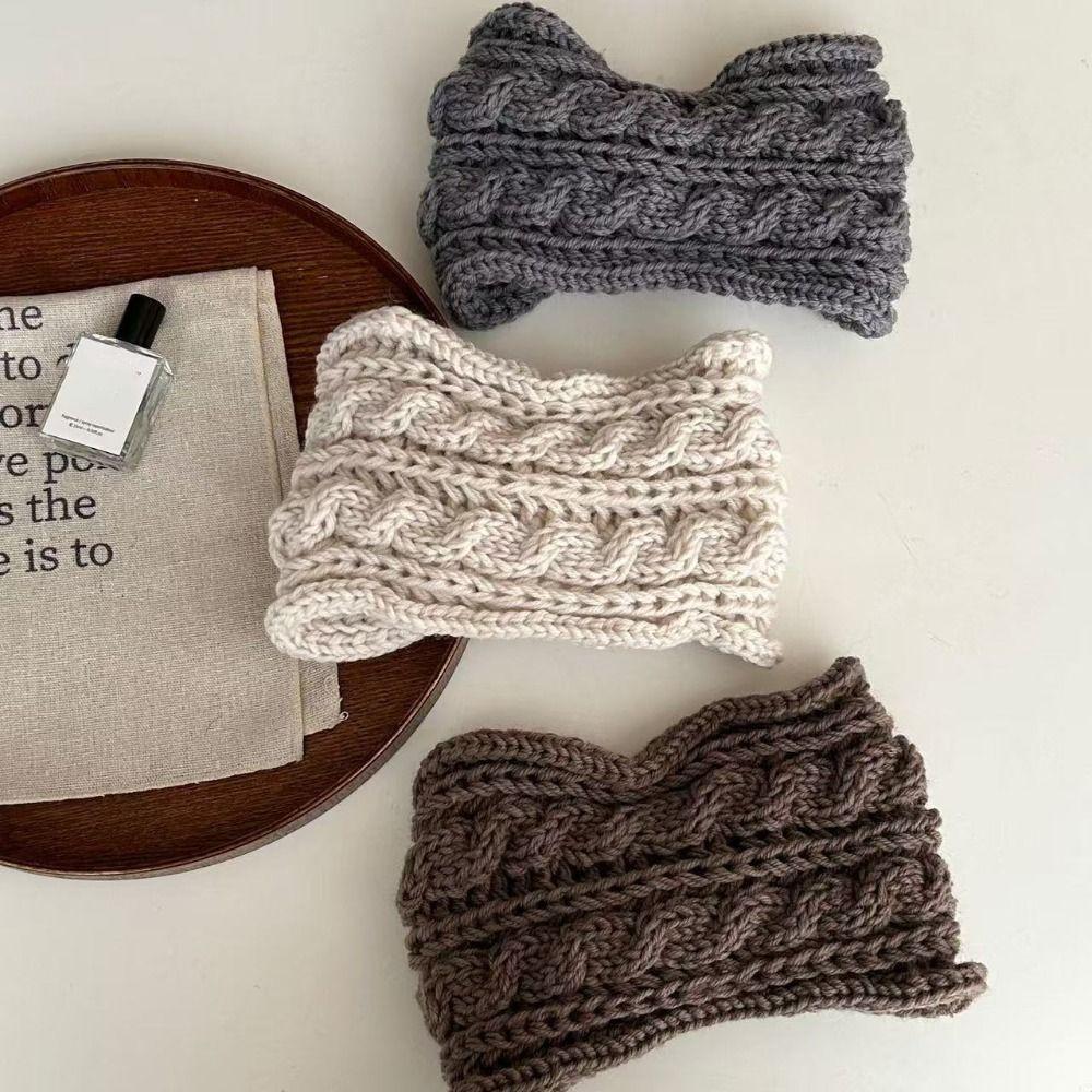 Bow Knot Bow Headband Ear Warm Wool Knitting Headdres  Winter Hair Accessories