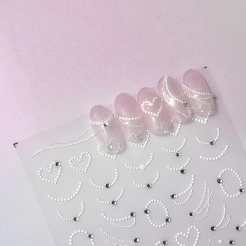 

New Arrival Bright Crystal Nail Stickers Styling Pearl Chain Ballet Shoes Lace Stickers Fresh Nail Full Stickers Cassie Crystal s Diamond Love -3112