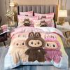 Cartoon Cute Labub 3D Printed Quilt Cover Three-Piece Set Student Dormitory Bedding Four-Piece Set
