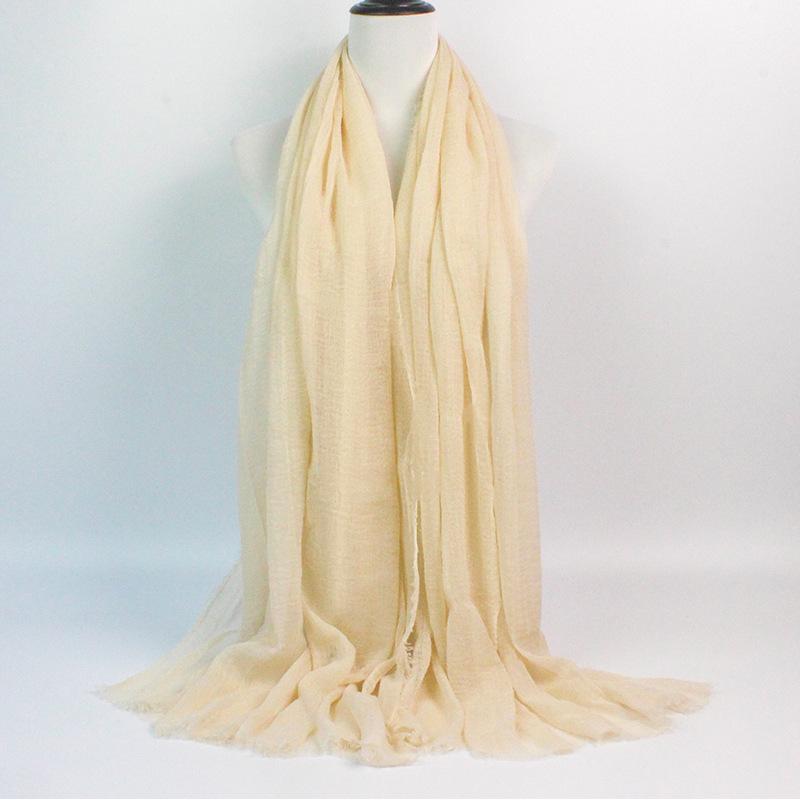 Crinkled Rayon Scarf Shawl: Solid Color, Natural Wrinkle, Fringed, Beach Towel, Bride/Bridesmaid/Party Evening Dress Accessory.