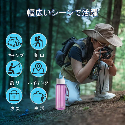 Reyaleen Portable Water Filter Bottle, Ideal for Disaster Preparedness, Outdoor Activities, and Survival. Direct Drinking, Simple Hollow Fiber Membran