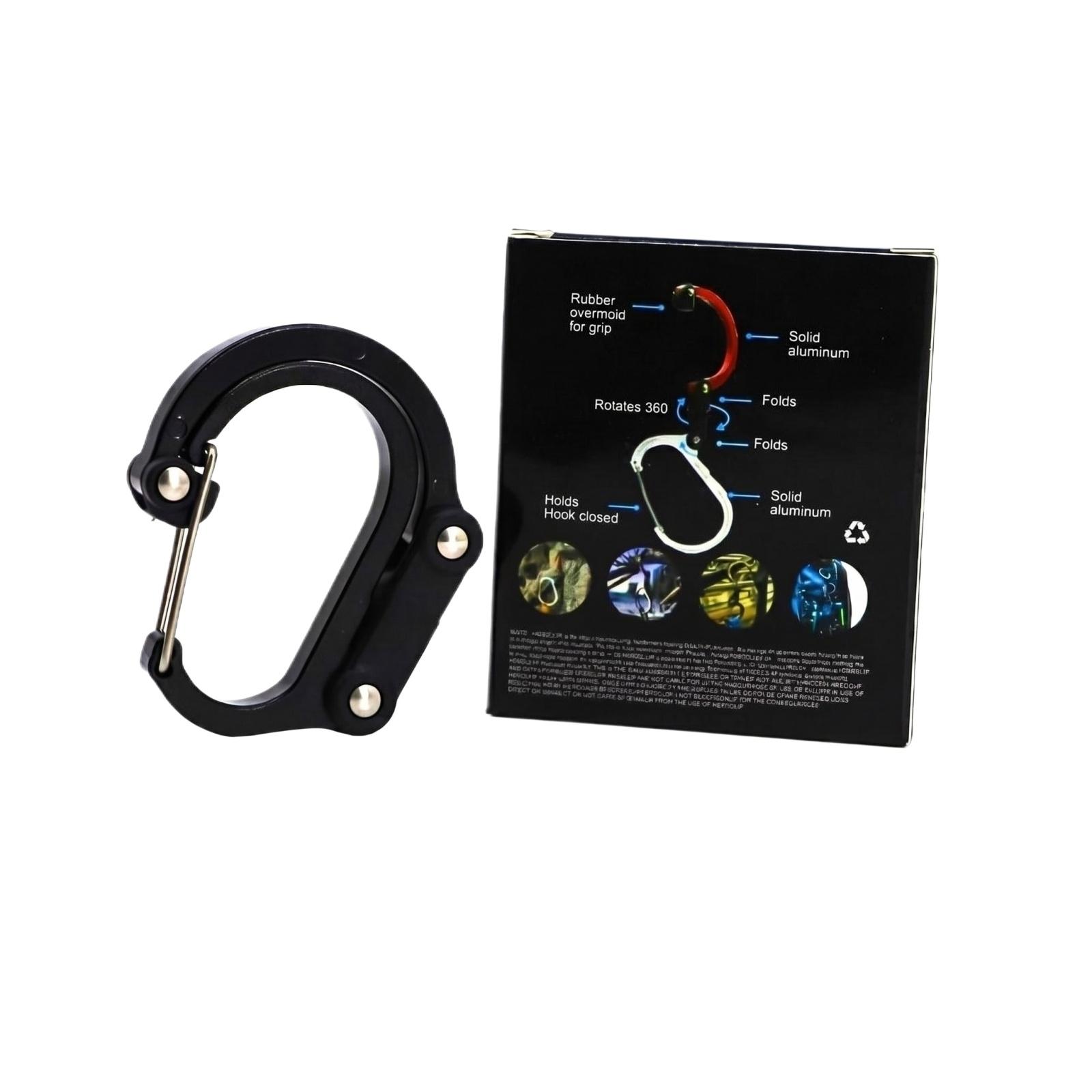 

Aluminum Alloy Multi-Functional D-Shaped Carabiner Outdoor Climbing Hook Folding Lightweight Portable Clip for Hiking Camping and Everyday Use one size чёрный
