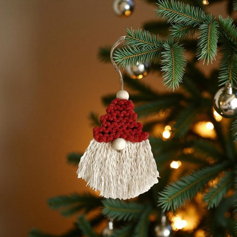 1 Piece of Christmas Decoration Santa Claus Christmas Tree Small Pendant Hand-woven Creative Ornaments Background Wall Decoration Pendant