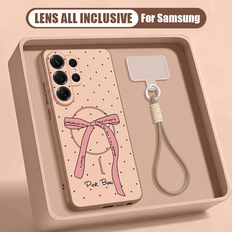 Pink Bowknots Print Case For Samsung S26 Ultra S25 FE S24 S24 Plus A57 A37 A17 A56 A36 A16 A55 A35 A15 A54 5G Hybrid Magnetic Matte Cover