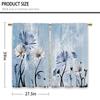 Rustic Retro Blues Daisy and Butterfly Print Half Curtain Short Rod-Style Window Treatment for Kitchen and Bathroom 27.5 x 39 inches