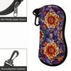 2D-Bohemian Floral Pattern Protective Eyewear Holder, Vintage Style Sunglasses Case, Portable Zipper Glasses Pouch, Decorative Travel Accessory Gift