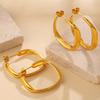 Women's European American New Style Instagram-Style Twisted Wave C-Shaped Hoop Earrings Stainless Steel 18K Gold-Plated