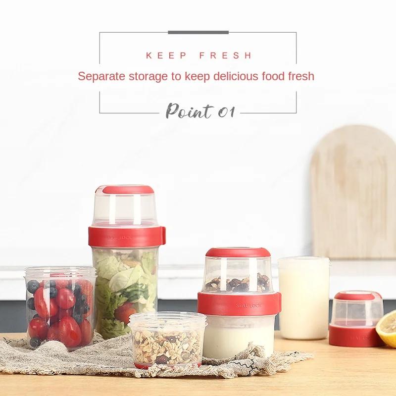 300/480/670/870/1070ML praktische doppelwandige, versiegelte Frischhaltebox, Salatbecher, Joghurtbecher, Lebensmittelaufbewahrungsbox, Brunch-Behälter